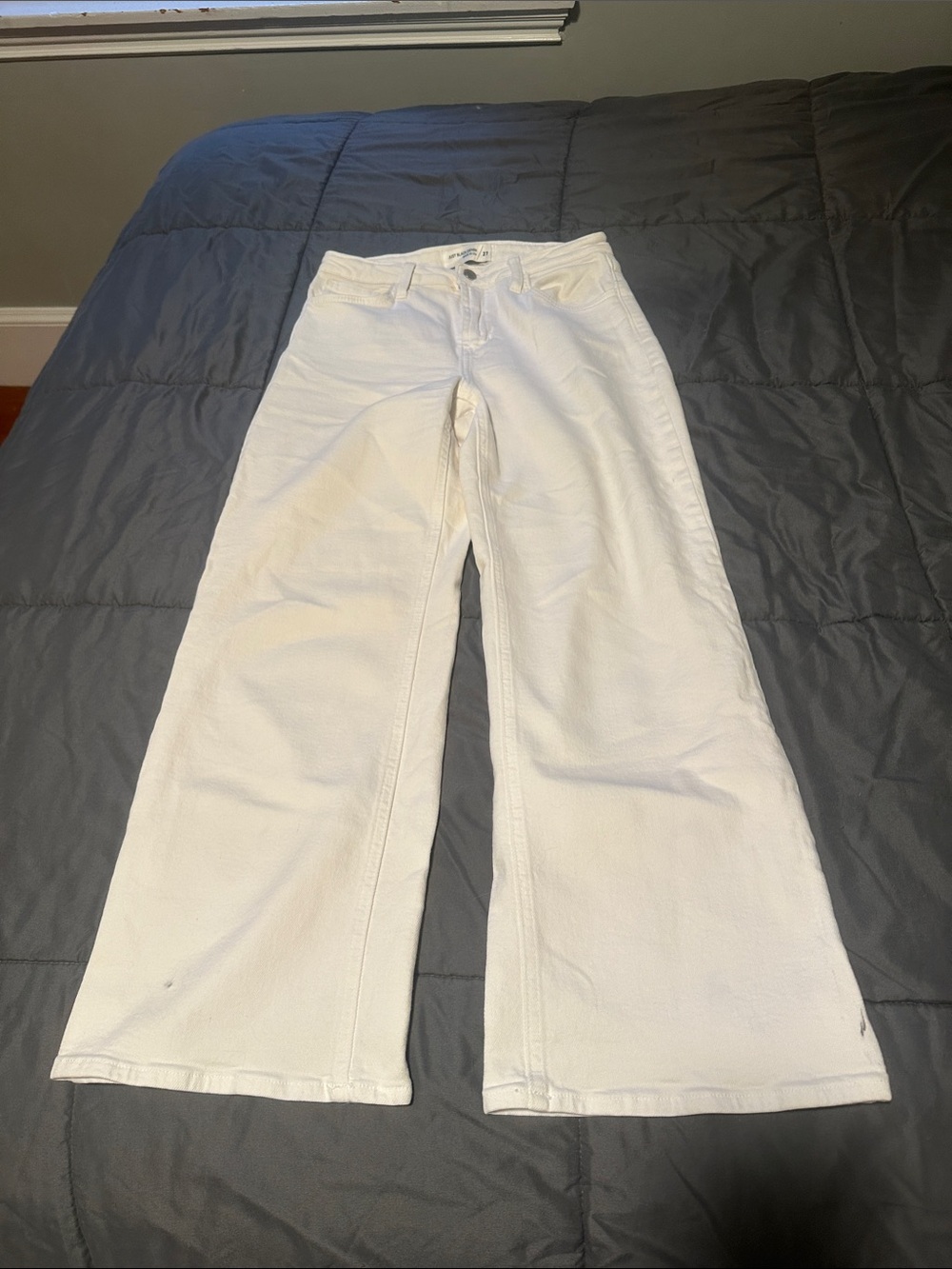 Just Black White Flared Wide-Leg Jeans